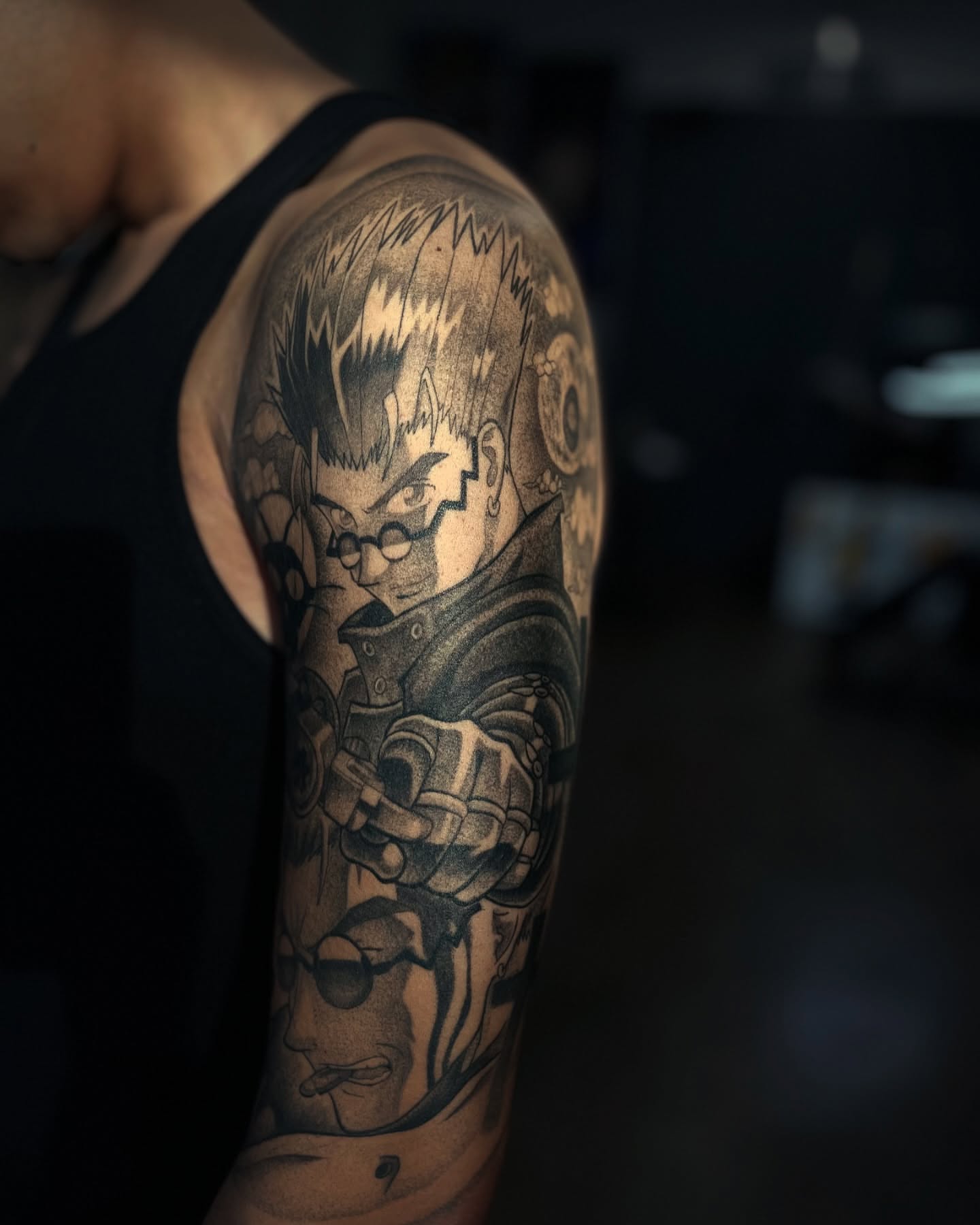 Tattoo by @jinx_inkz β black_and_grey, anime