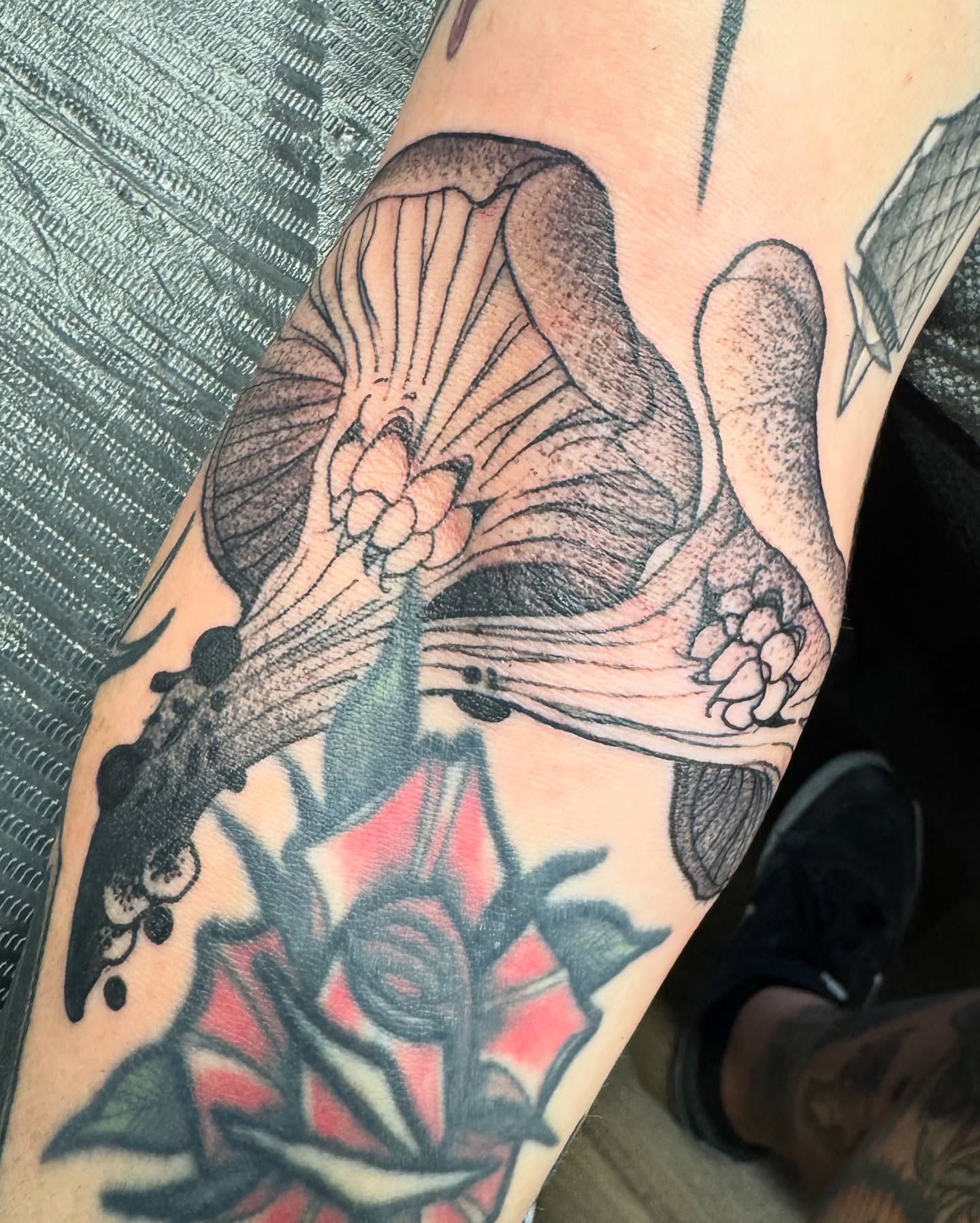 Lotus flower dotwork tattoo on the forearm by Emmanuel Mendoza