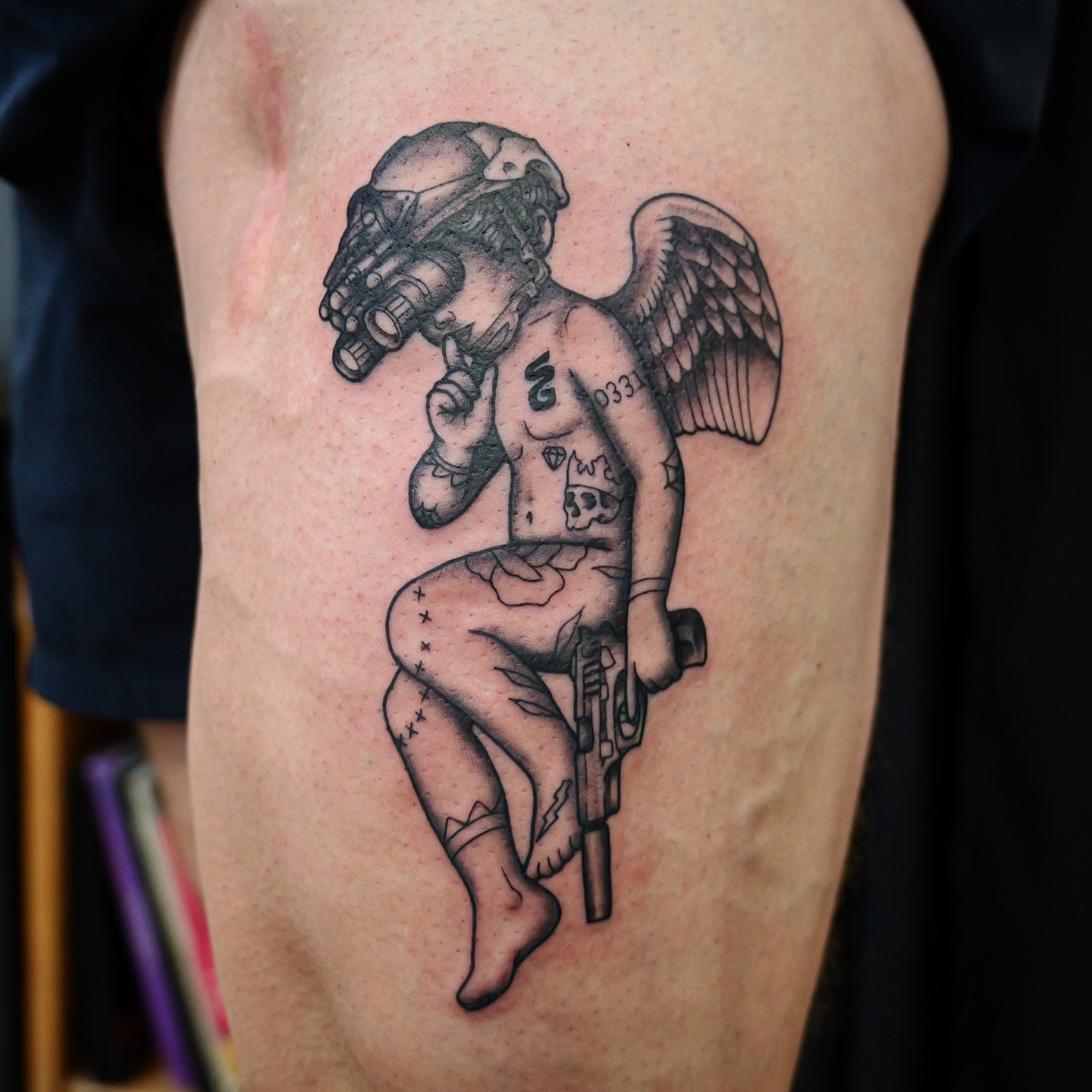 Tattoo by @dunebuggybobby — neo_traditional, black_and_grey