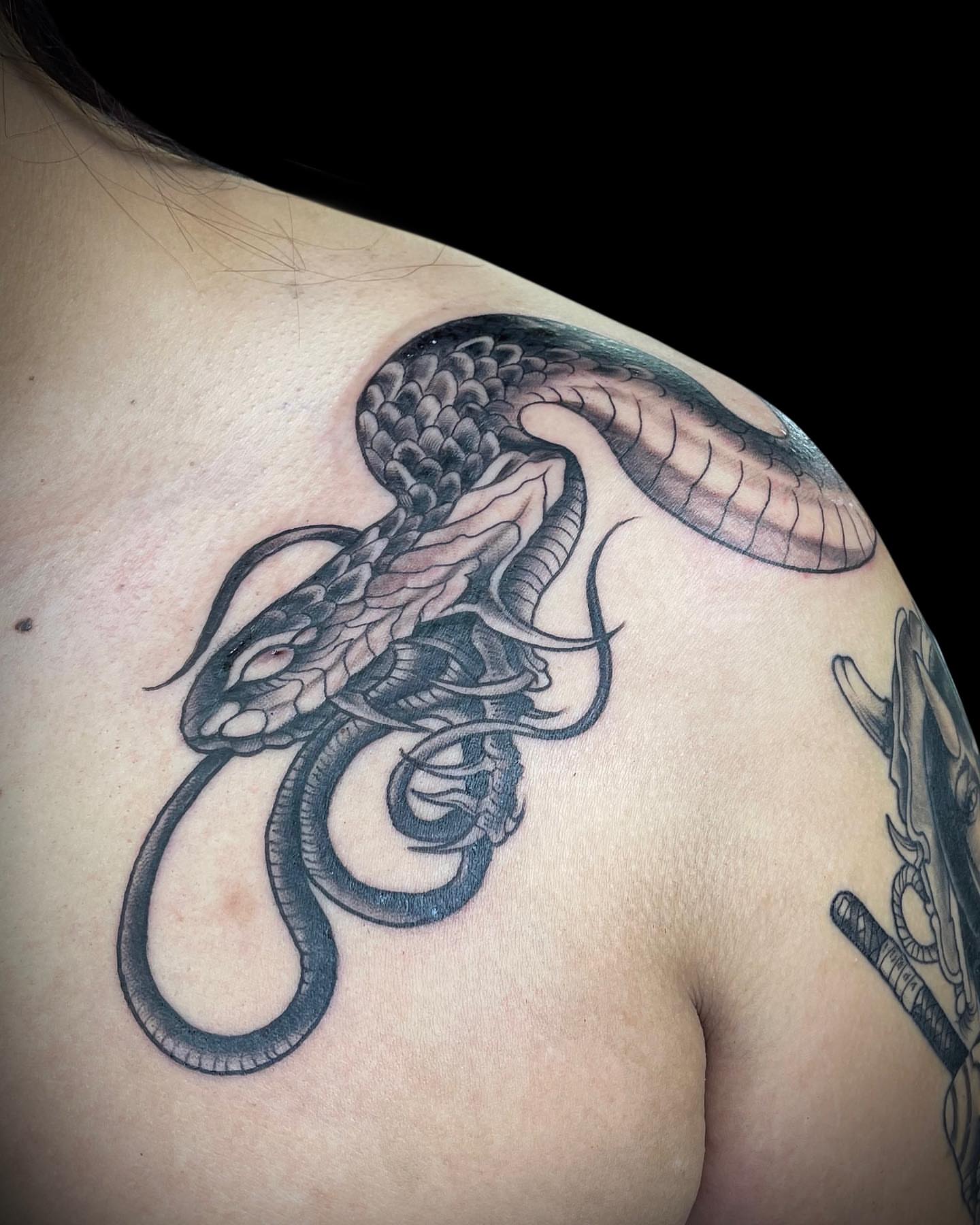 Tattoo by @ratqueentattoo — black_and_grey