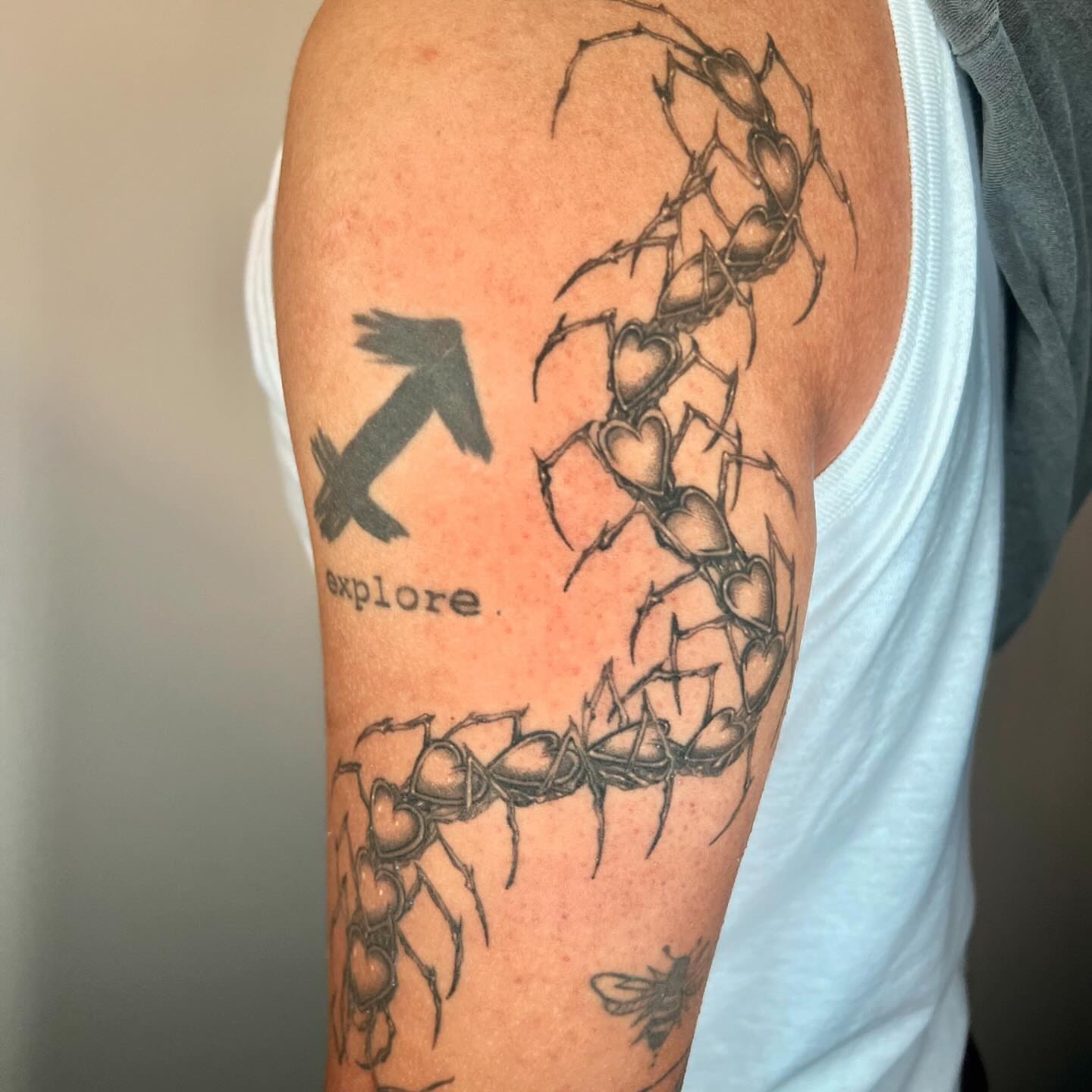 Scorpion black and grey tattoo on the forearm by taline