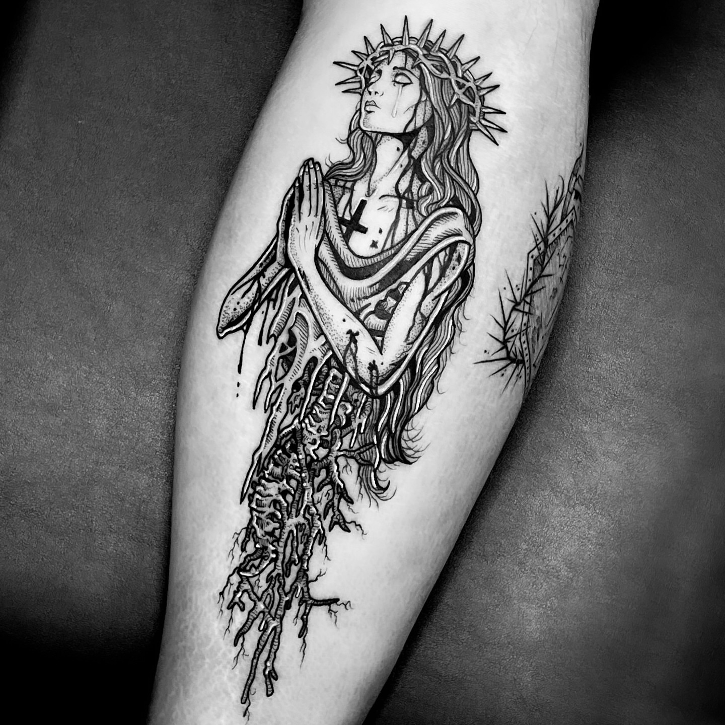 Tattoo by @jonvonschlong — black_and_grey, realism