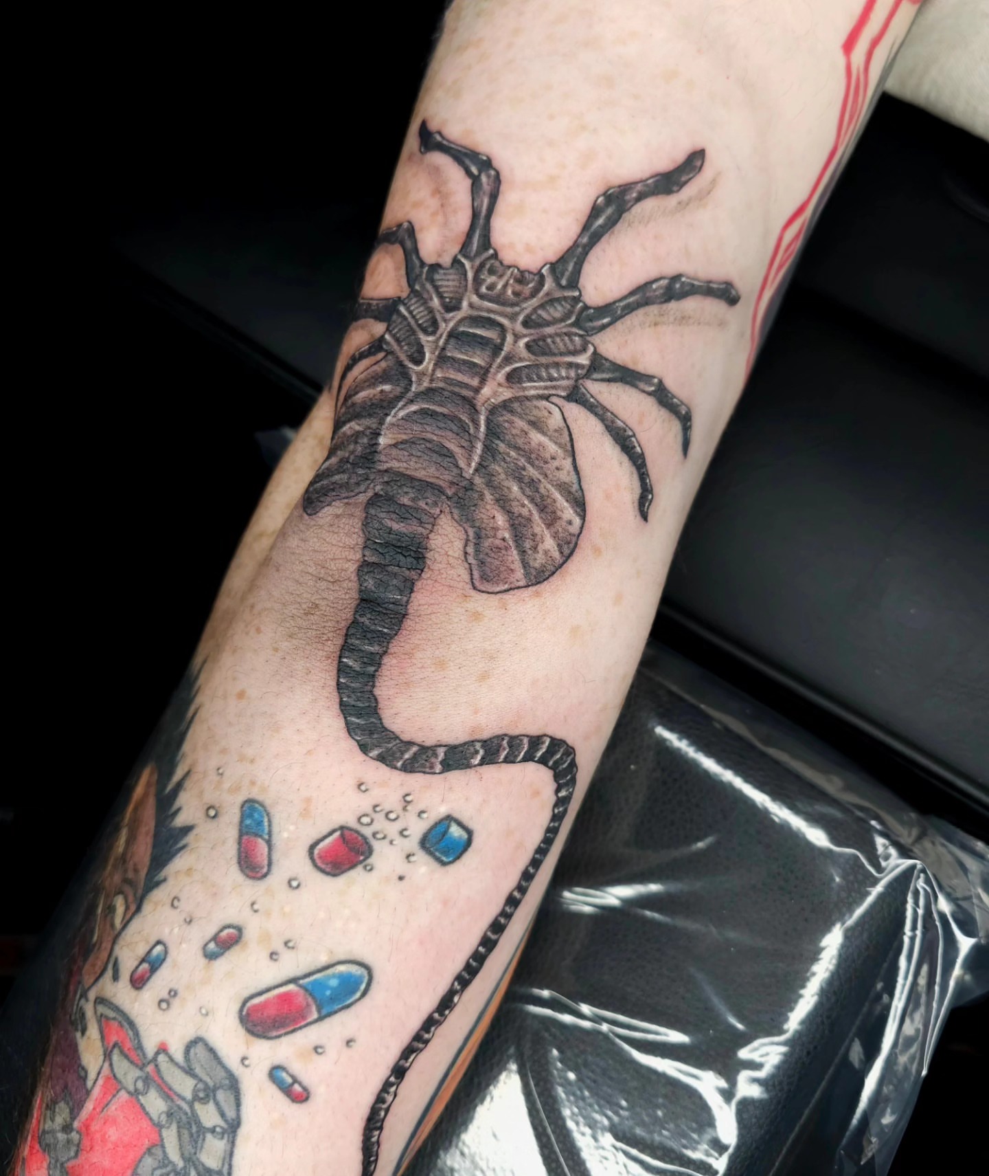 Scorpion black and grey tattoo on the forearm by Devan Vankirk