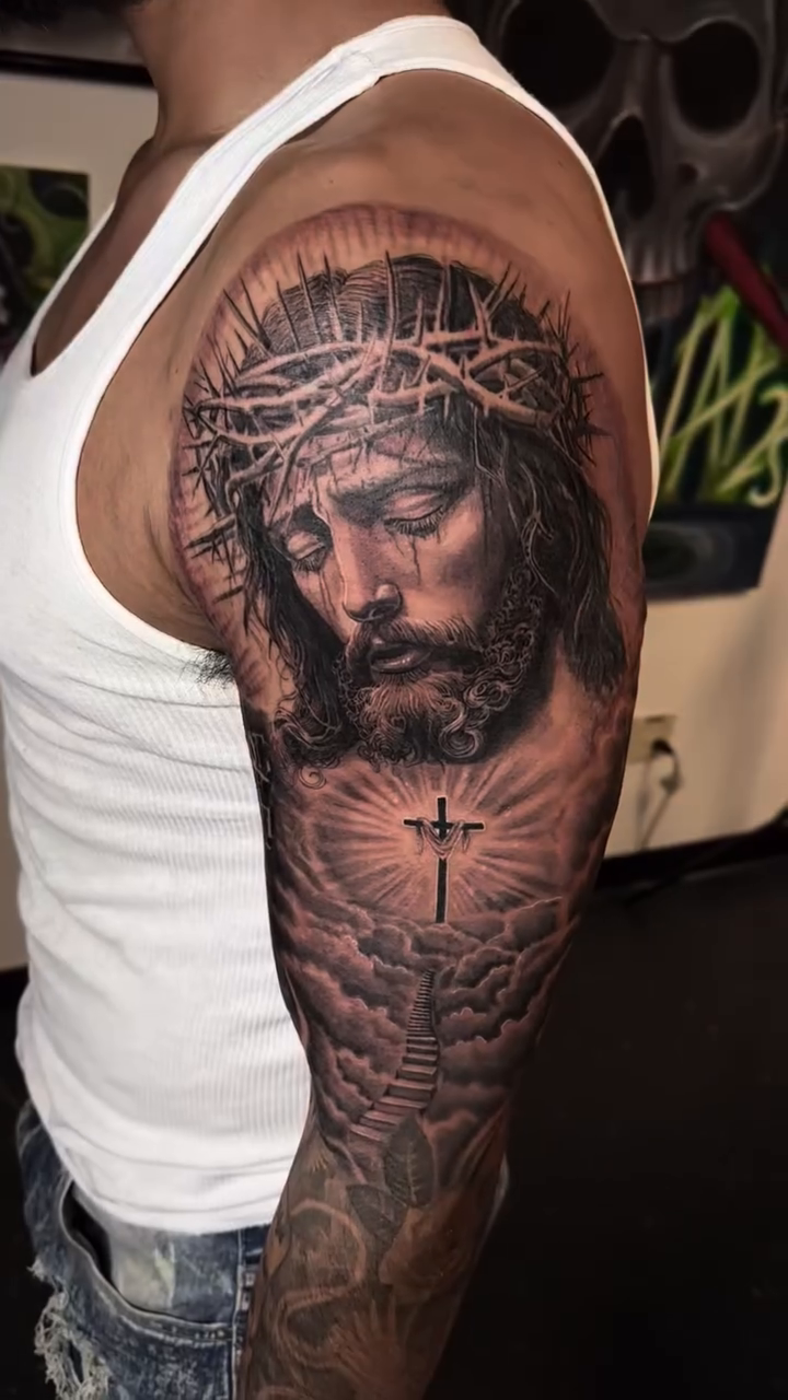 Tattoo by @tovar_tattoos — realism, black_and_grey