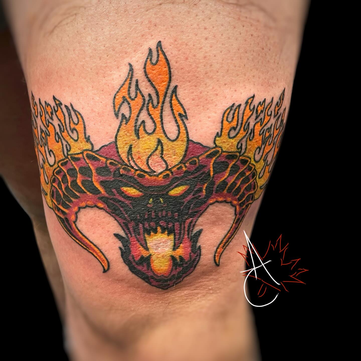 Tattoo by @artofcanada — american_traditional, dotwork