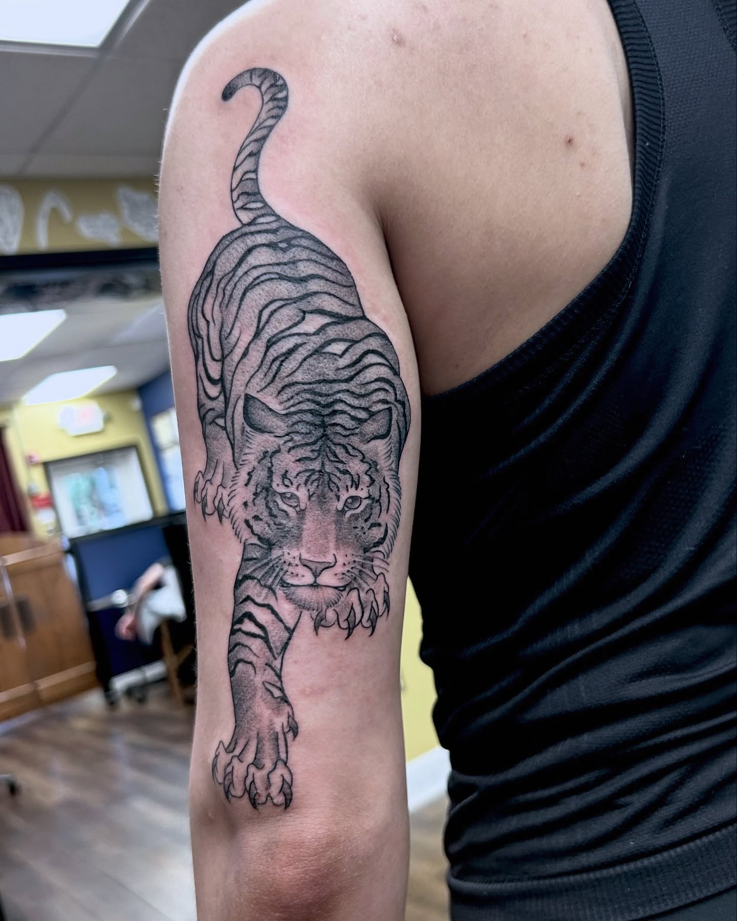 Tiger realism tattoo on the forearm by Patricia Cunningham