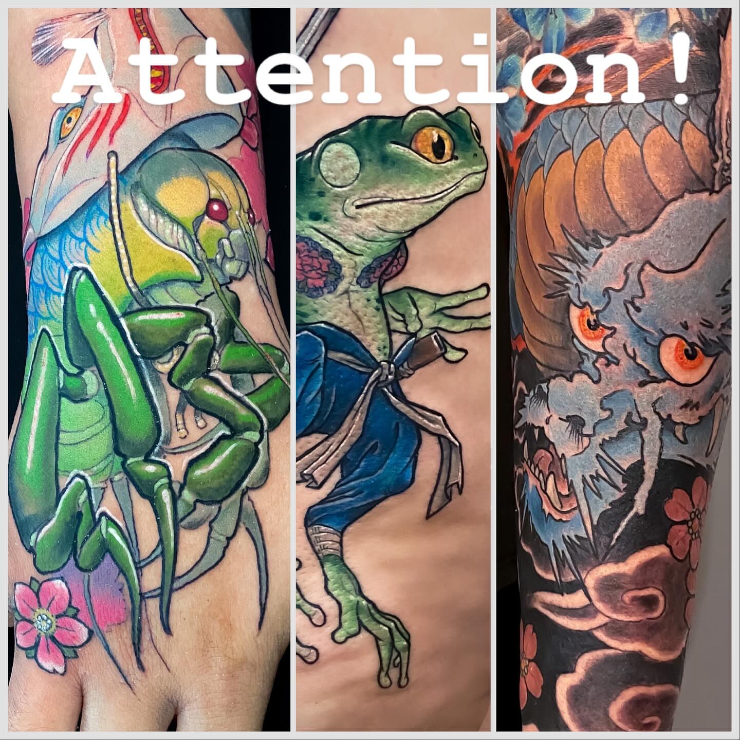 Frog and dragon japanese irezumi tattoo on the forearm by Eric James, Phoenix, Arizona