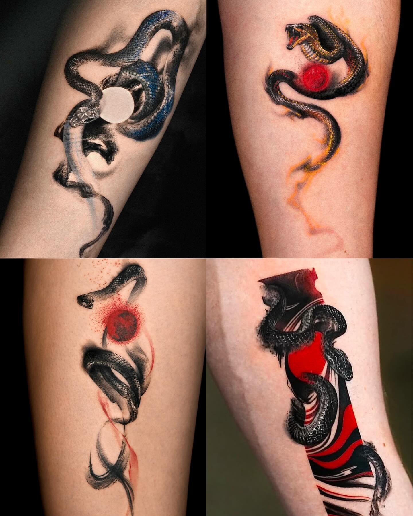 Snake realism tattoo on the forearm by Rizn