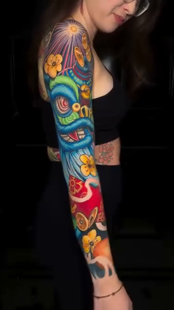 Dragon and waves japanese irezumi tattoo by Jon Ronzka