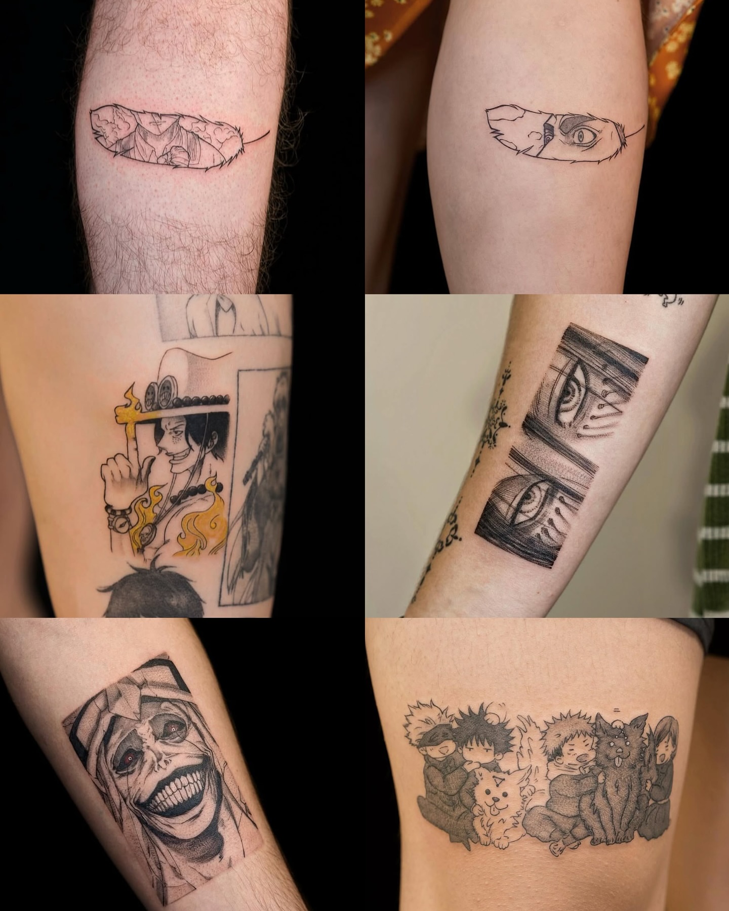 Anime characters anime tattoo on the forearm by Gen Li