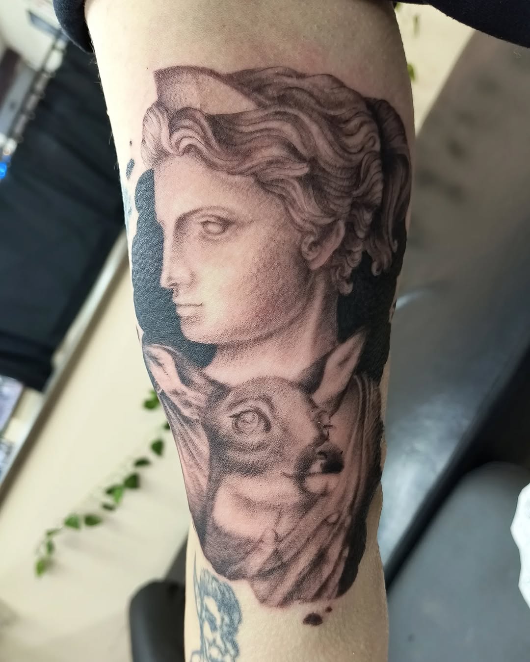 Tattoo by @yourferalfriend — black_and_grey, realism