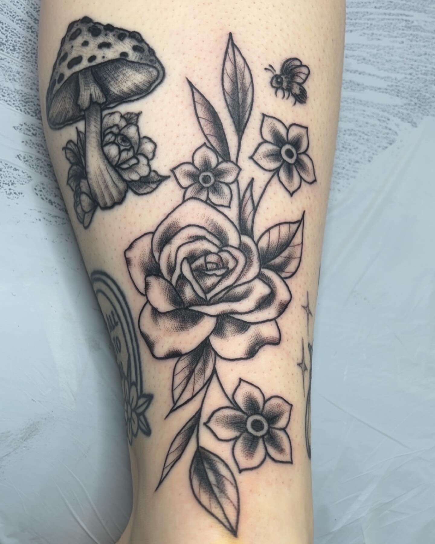 Tattoo by @jesscorinnetattoo — dotwork, black_and_grey