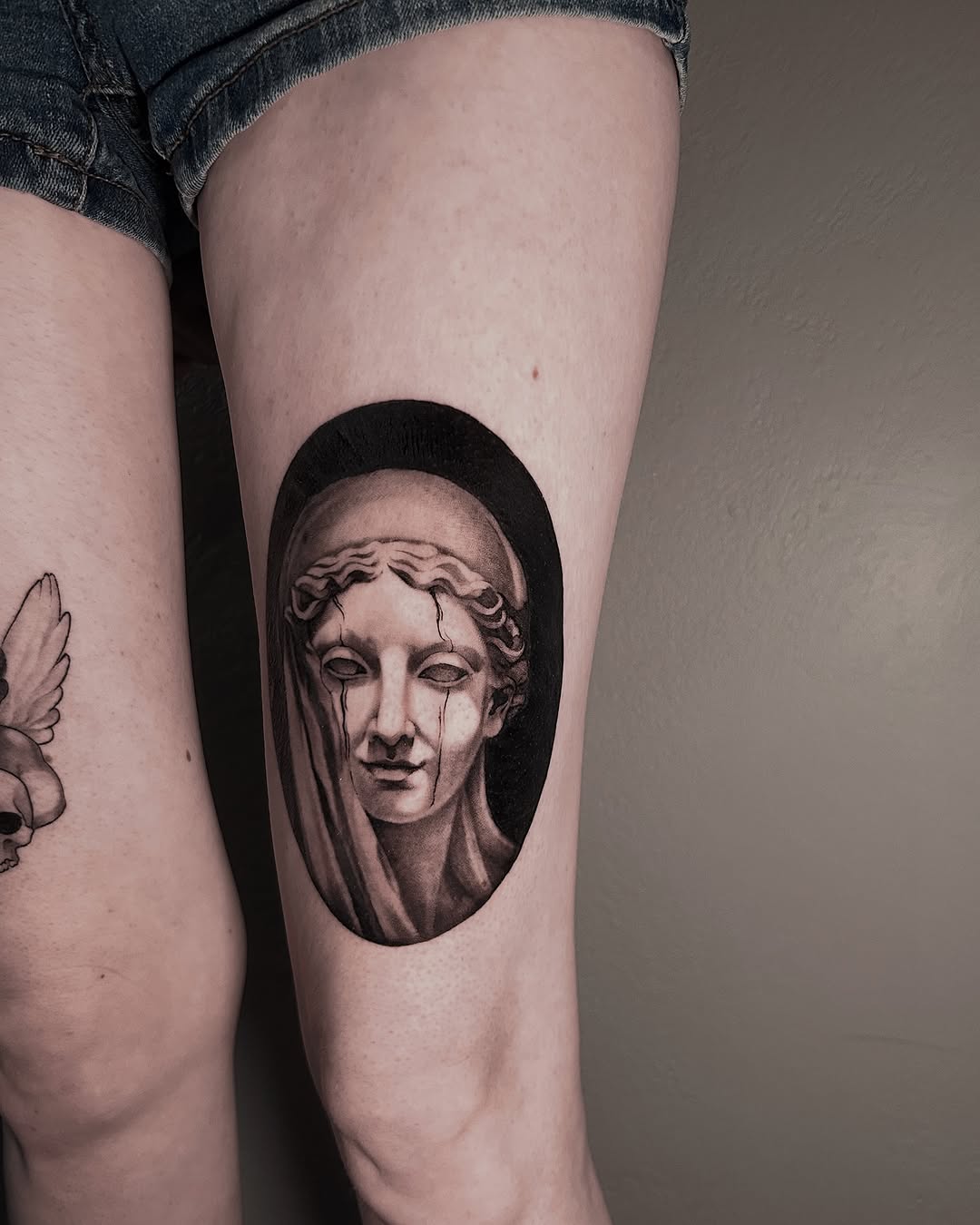 Tattoo by @hawkstattoo_ — black_and_grey, realism