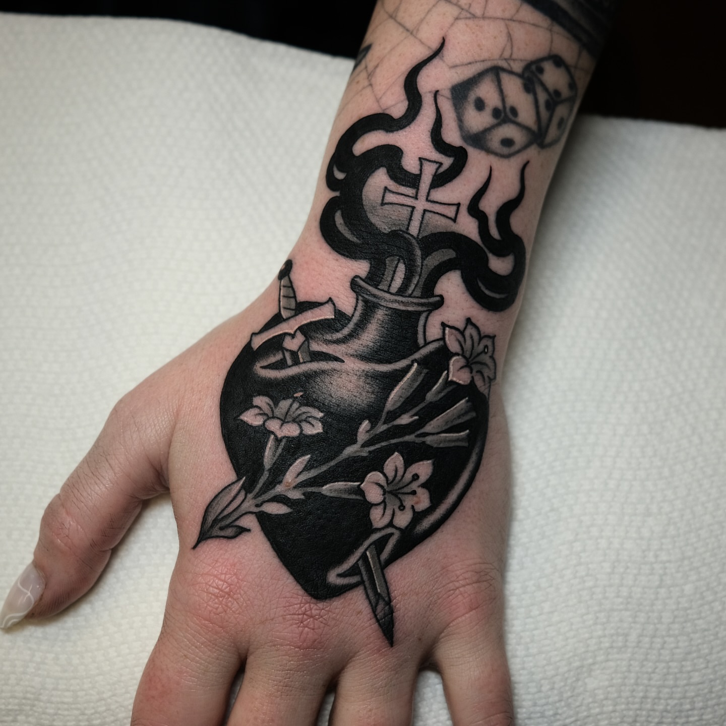 Tattoo by @tonytrustworthy — black_and_grey