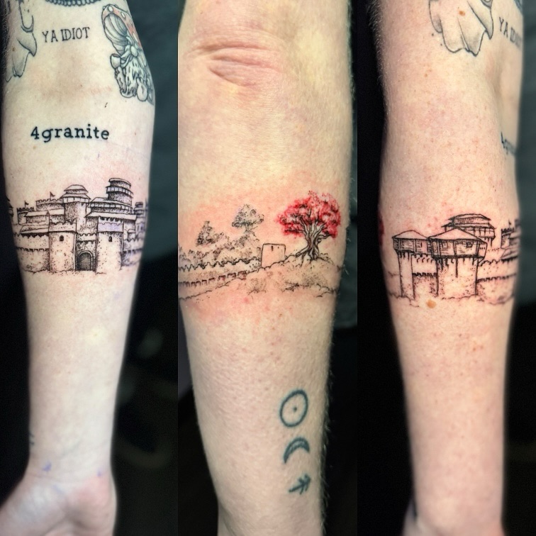 Tattoo by @ladymonsterfacetattoos — dotwork, black_and_grey