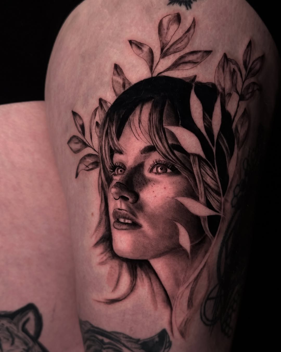 Tattoo by @weaponized_onion — realism, black_and_grey