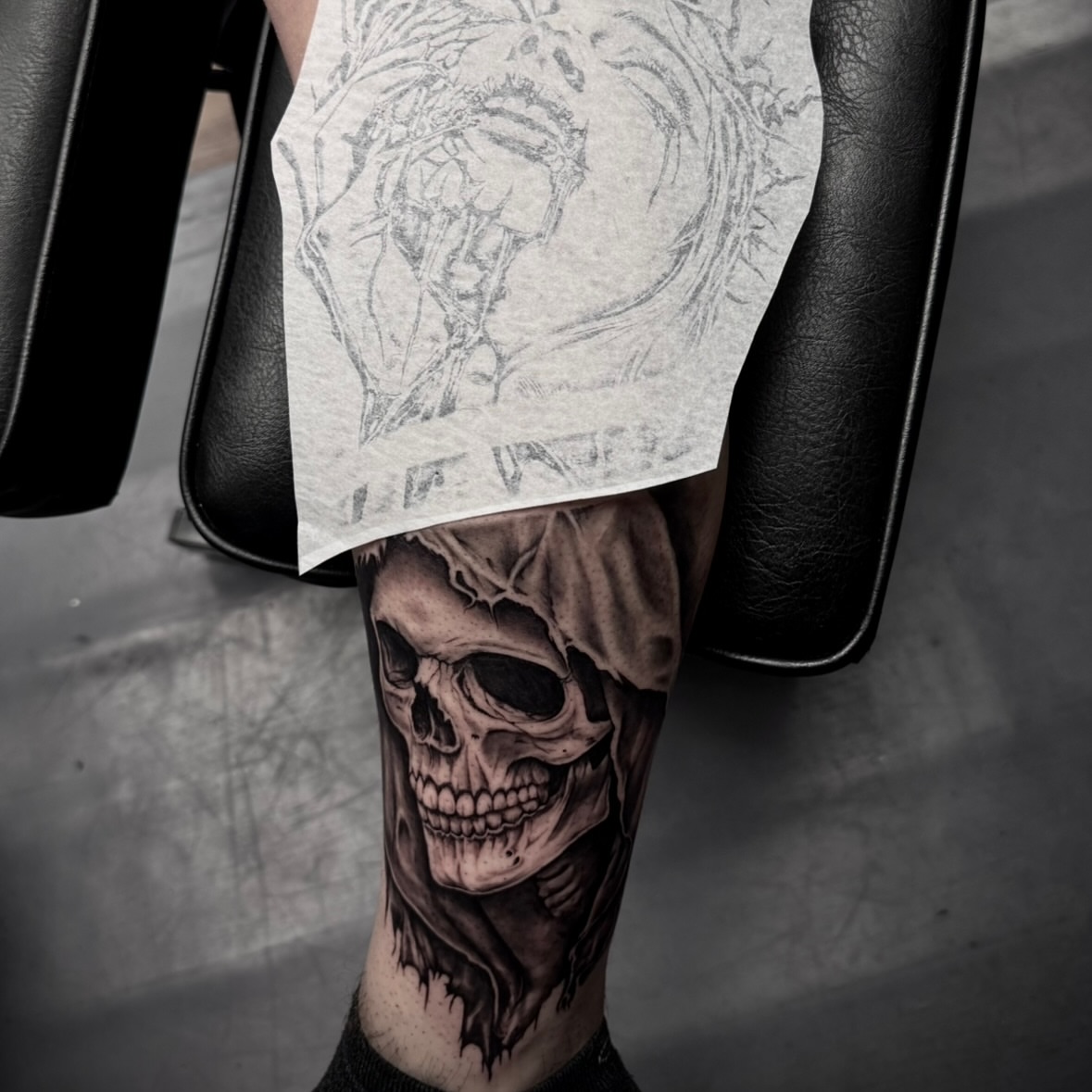 Tattoo by @corycabletattoos — black_and_grey, realism