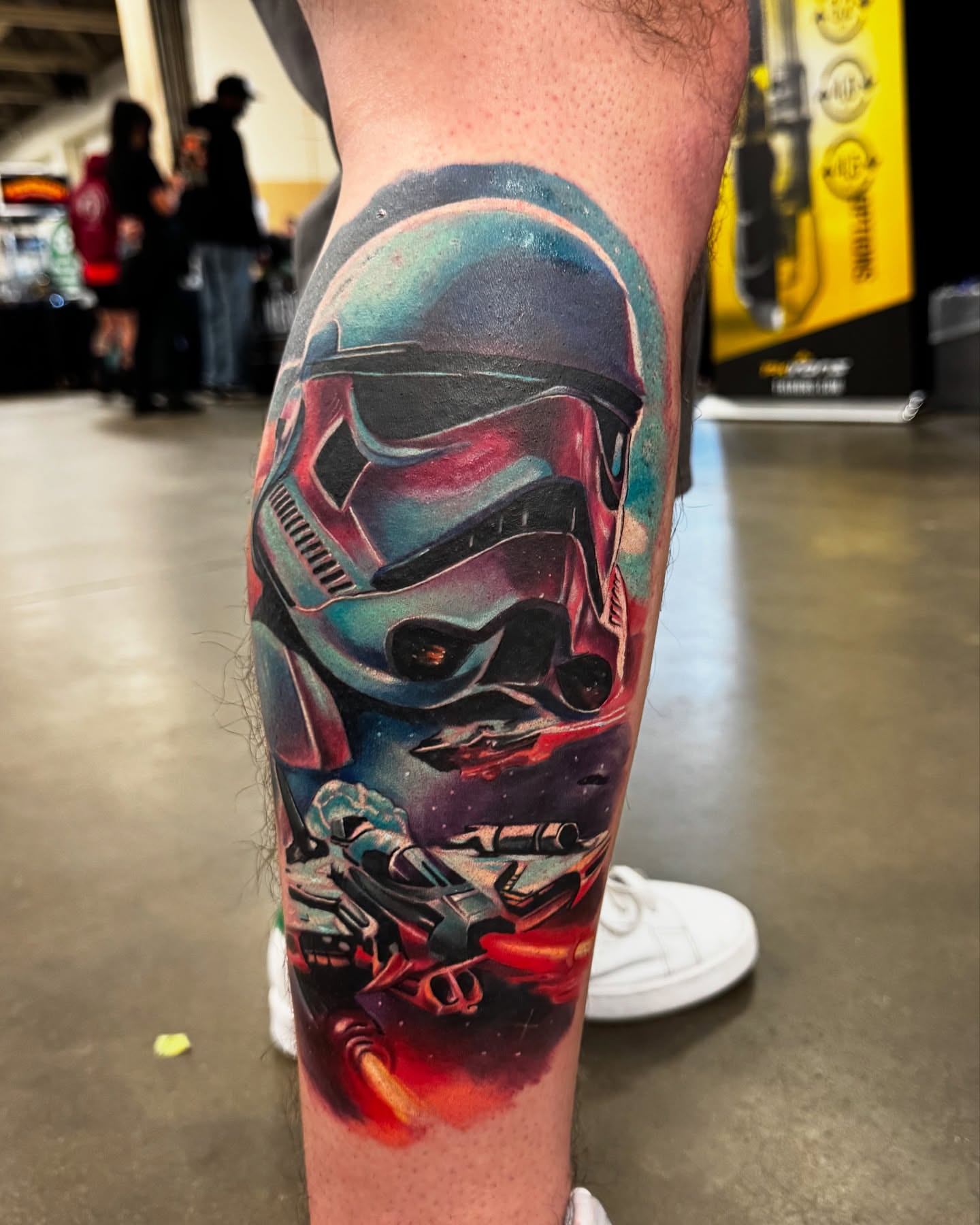 Stormtrooper helmet realism tattoo on the forearm by Donald Reynolds