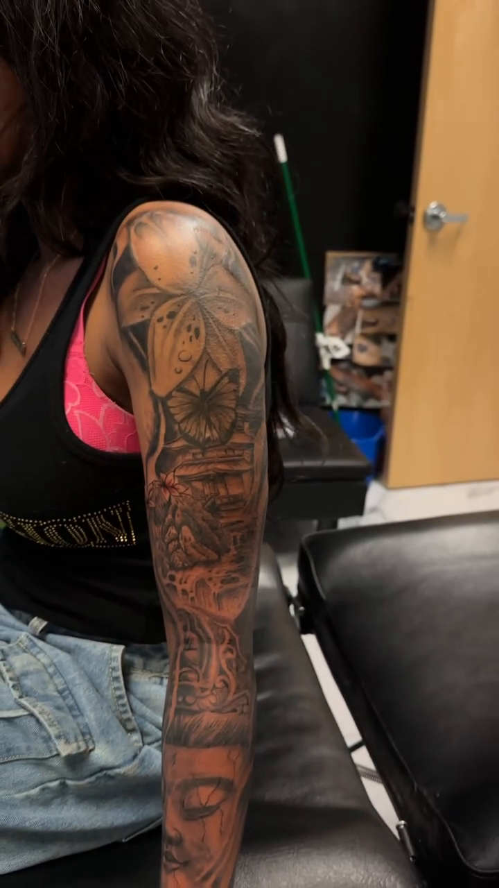 Eyes and roses realism tattoo by ᴡᴏʀᴍ