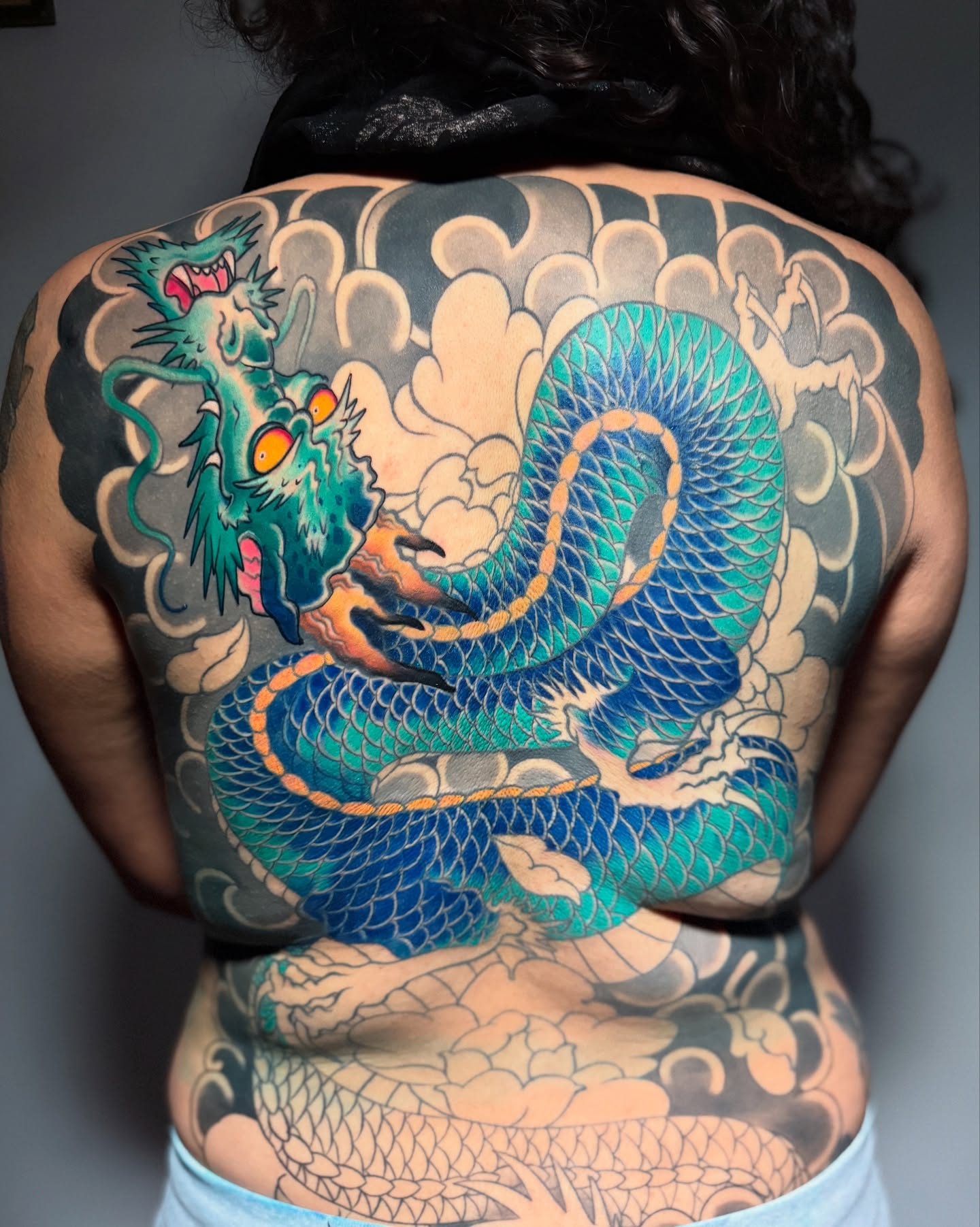 Dragon japanese irezumi tattoo on the back by Meza Cruz