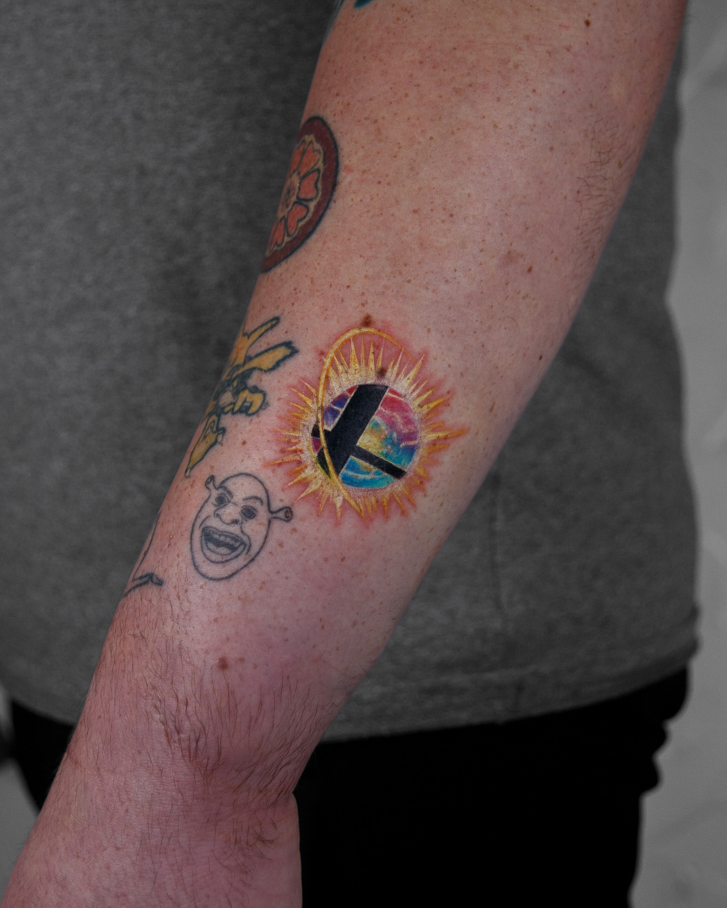 Tattooed characters dotwork tattoo on the forearm by caliope yiannos