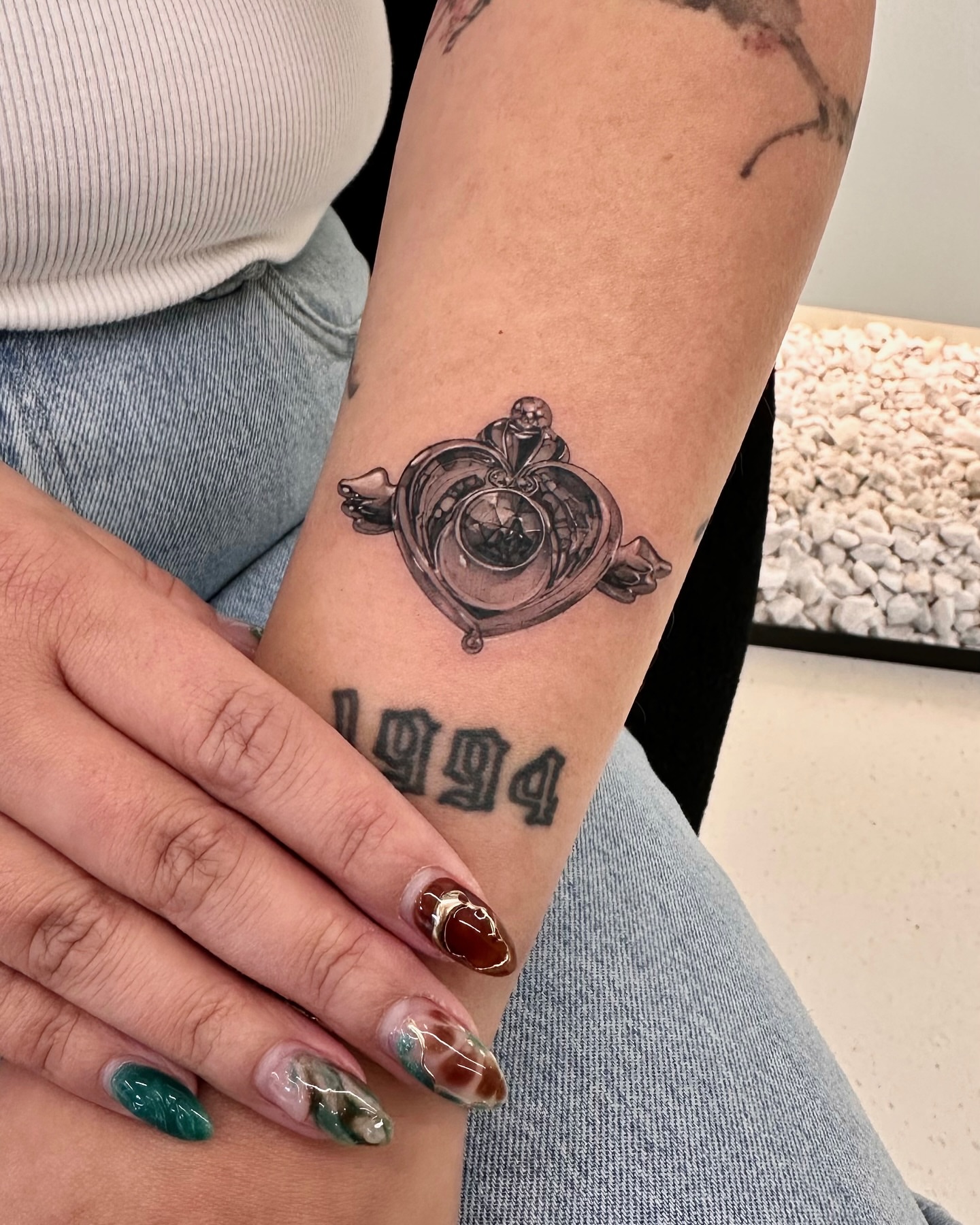 Clock black and grey tattoo on the forearm by Soohee Jin✨ NYC tattoo artist