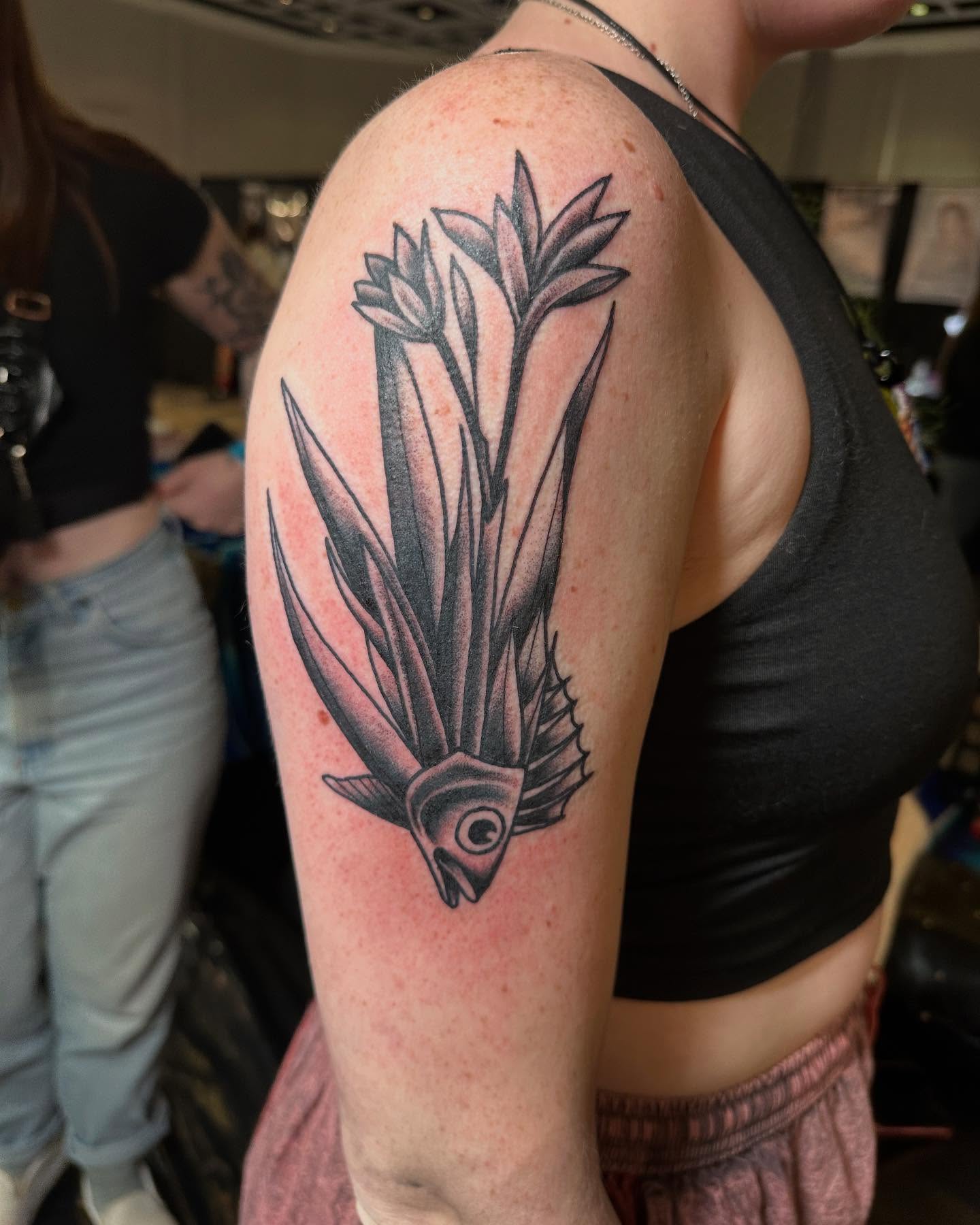 Tattoo by @hellboundhawktattoos — black_and_grey