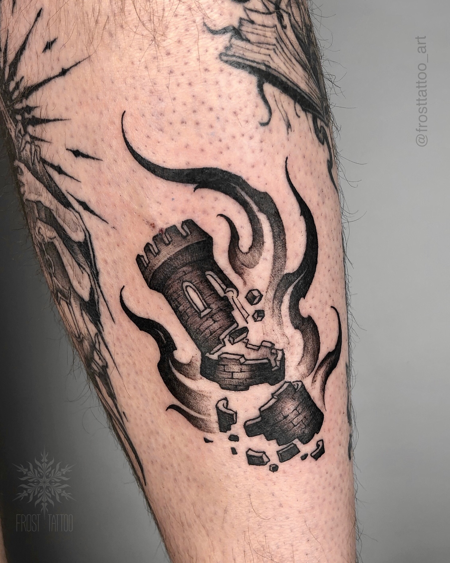 Tattoo by @frosttattoo_art — black_and_grey, geometric