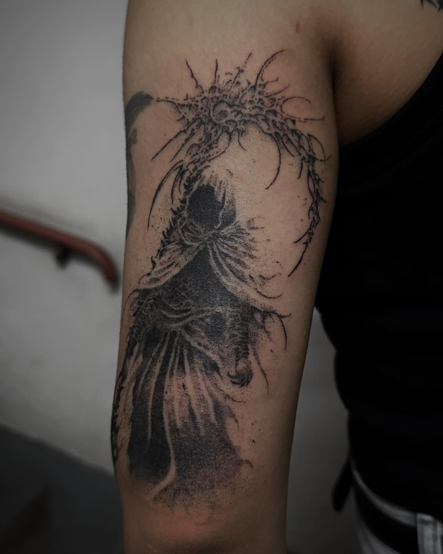 Tattoo by @blacklagoon___ — black_and_grey, dotwork