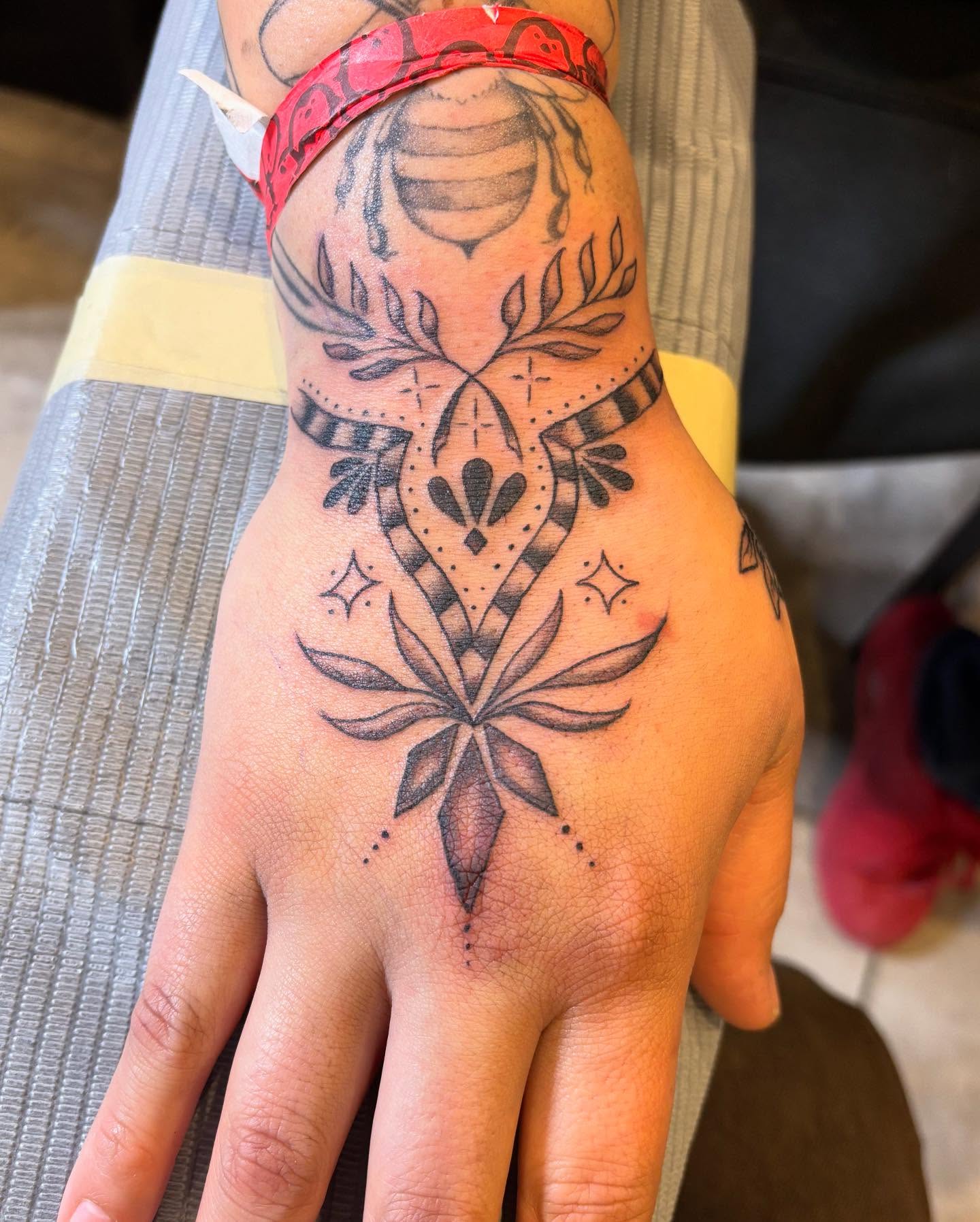 Tattoo by @k.shordon_tattooer — dotwork, ornamental