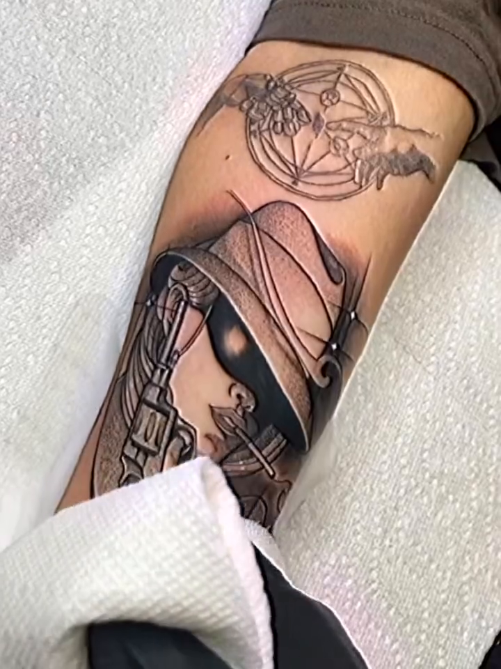 Tattoo by @tatdaddyangel — black_and_grey, realism