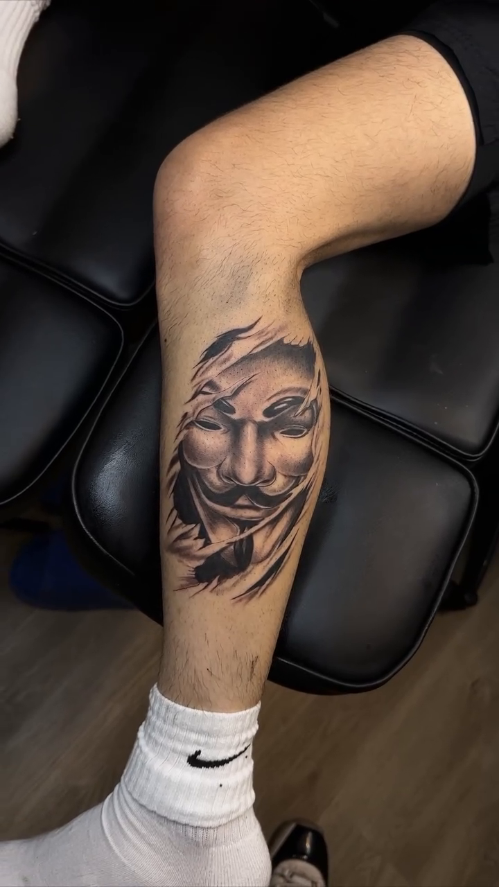 Guy Fawkes mask realism tattoo by 🐺