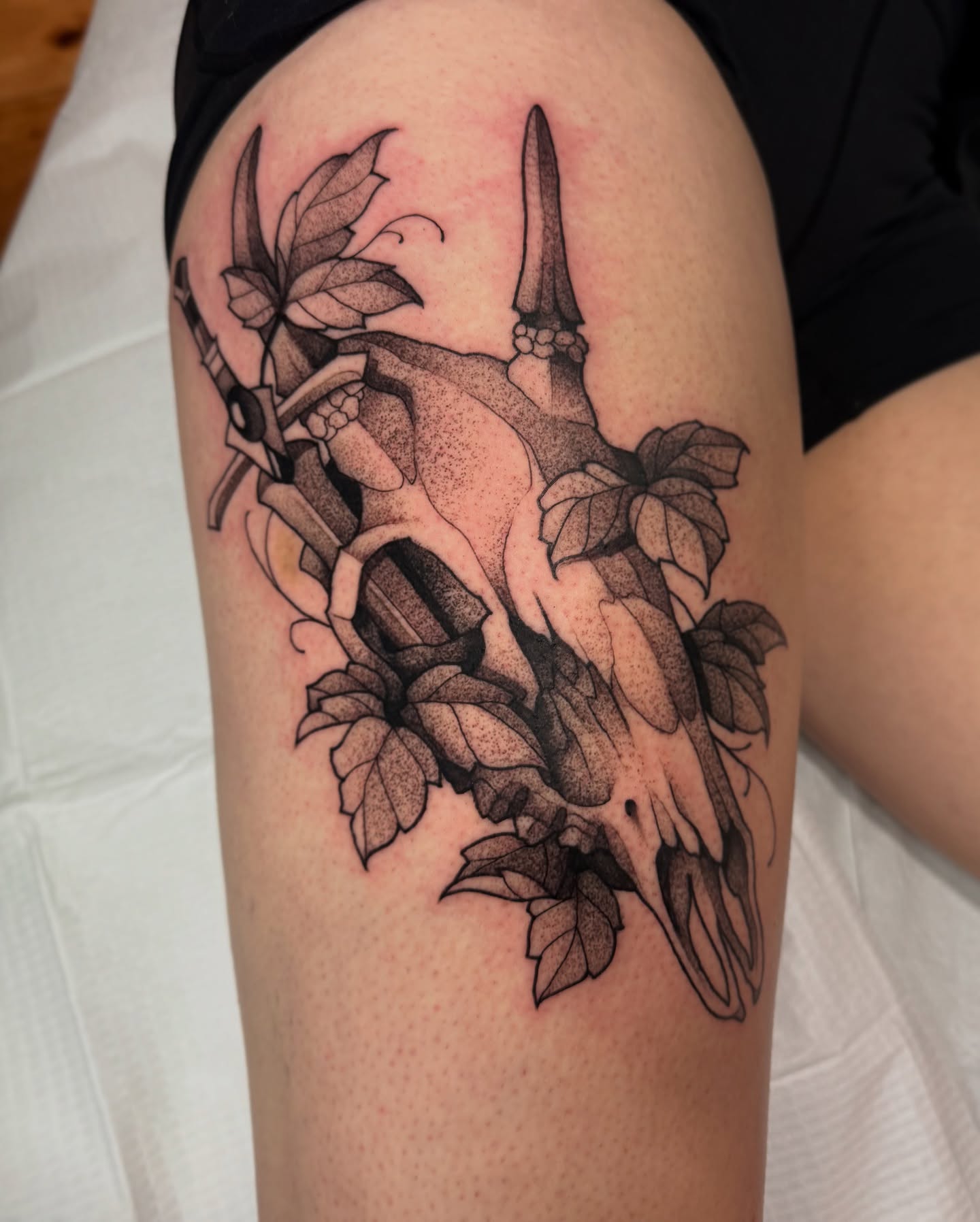Tattoo by @lauren.tattoos — dotwork, black_and_grey