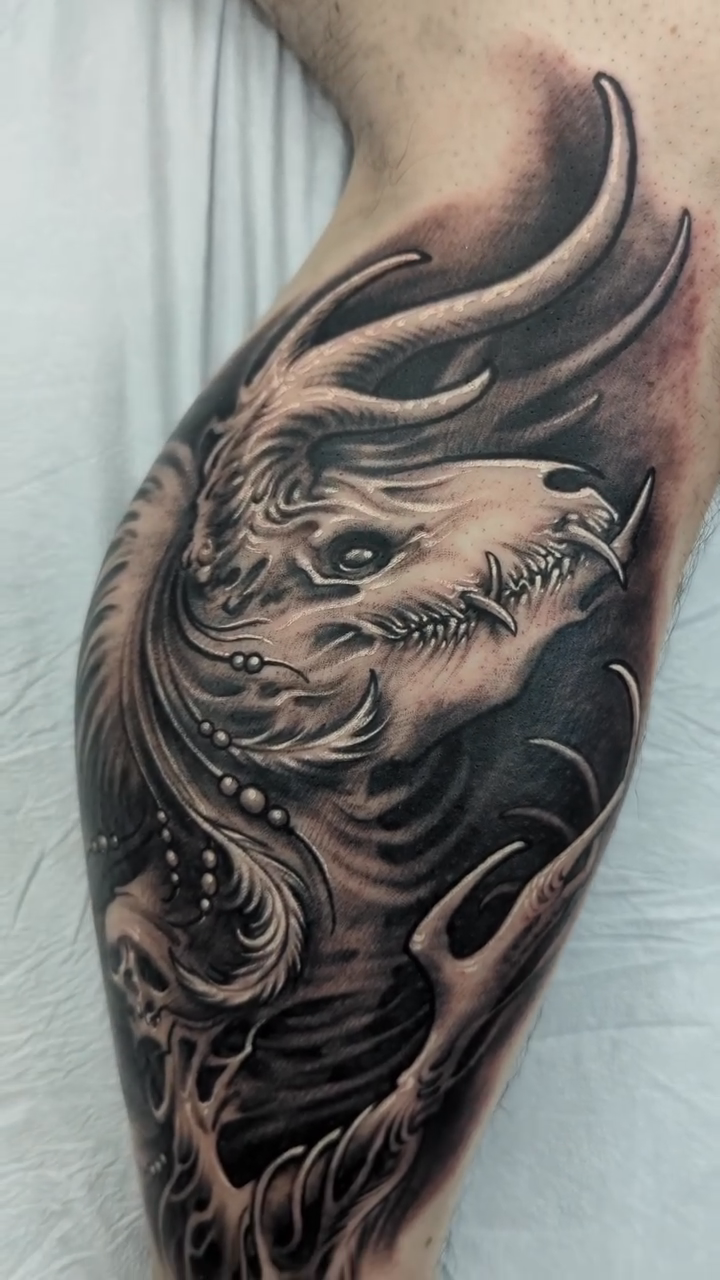 Dragon head dark realism tattoo by π΅ππππ π―πππππππ