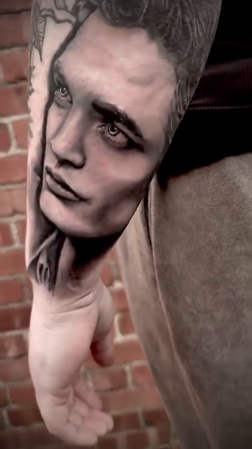Portrait of a man realism tattoo by Blake Van Vleck