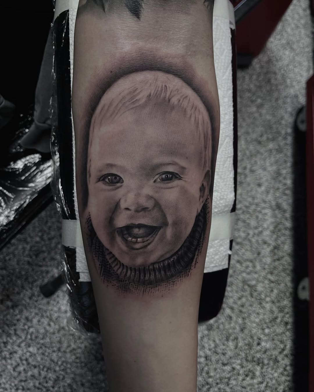 Tattoo by @thinkinkjr — realism, black_and_grey