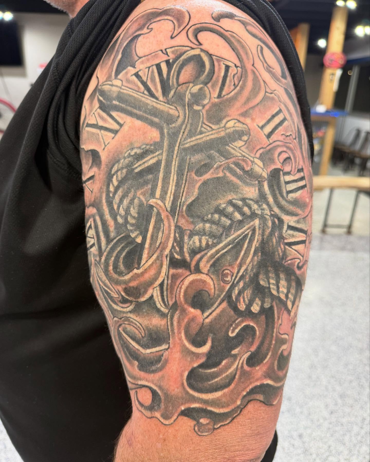 Tattoo by @dragonflytattoostudio — american_traditional, black_and_grey