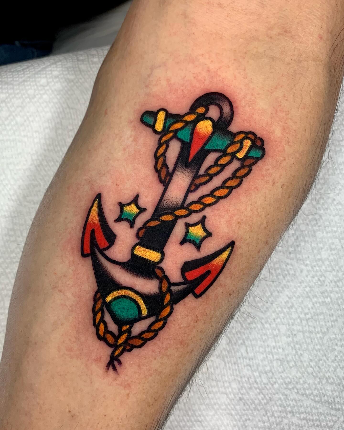Anchor American traditional tattoo on the forearm by Shawn VanKirk