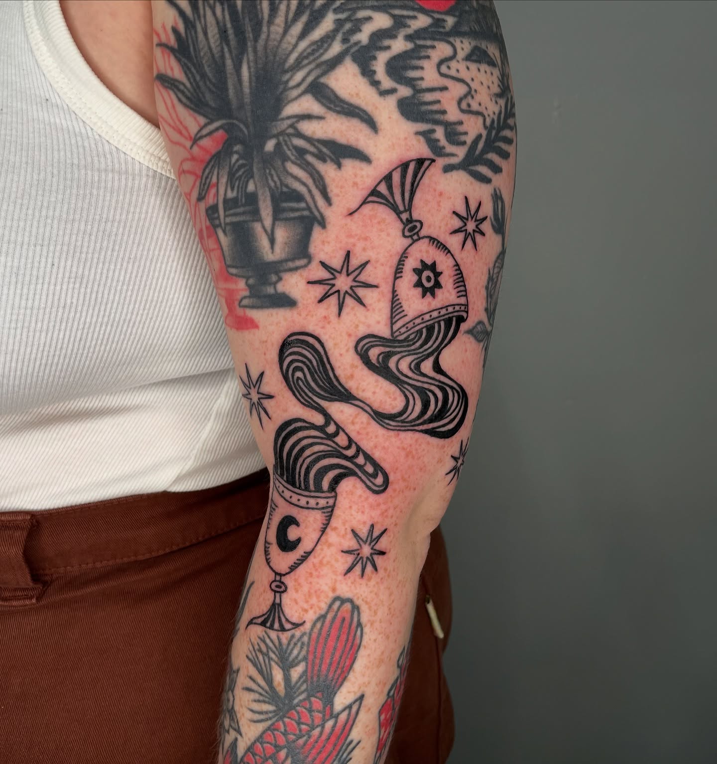 Bell and stars American traditional tattoo on the forearm by เผ เผถ ๐ฐ๐๐๐๐๐๐ เผถ ๐๐๐ถ เผถ เผ