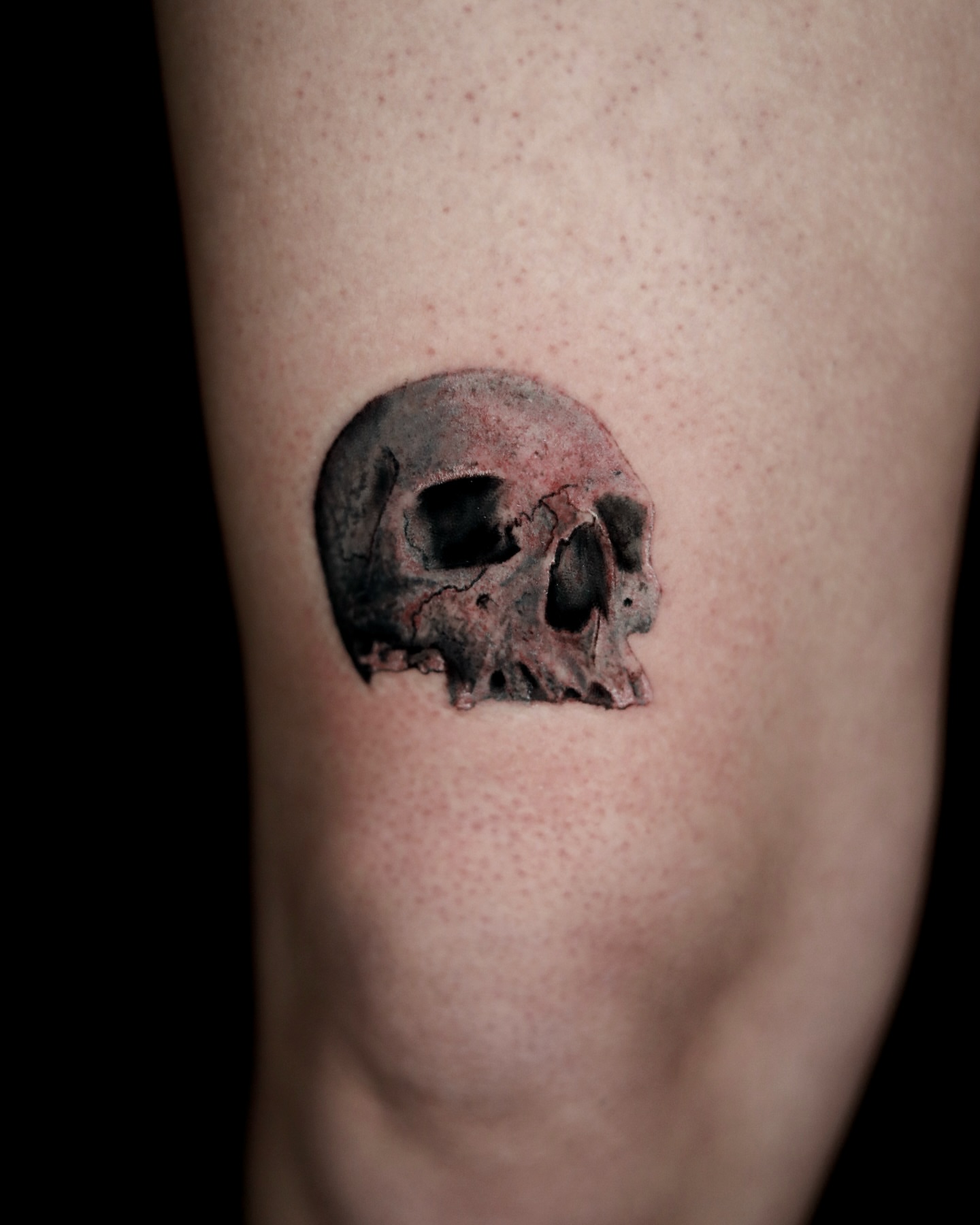 Skull realism tattoo on the forearm by memo