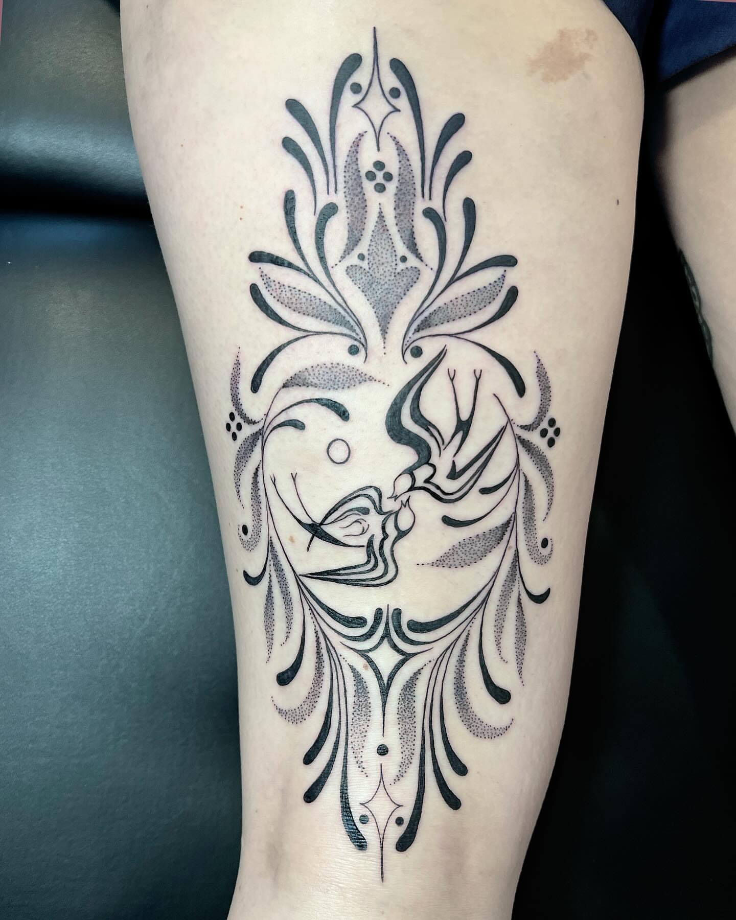 Tattoo by @hiddenheart_tattoo — dotwork, ornamental
