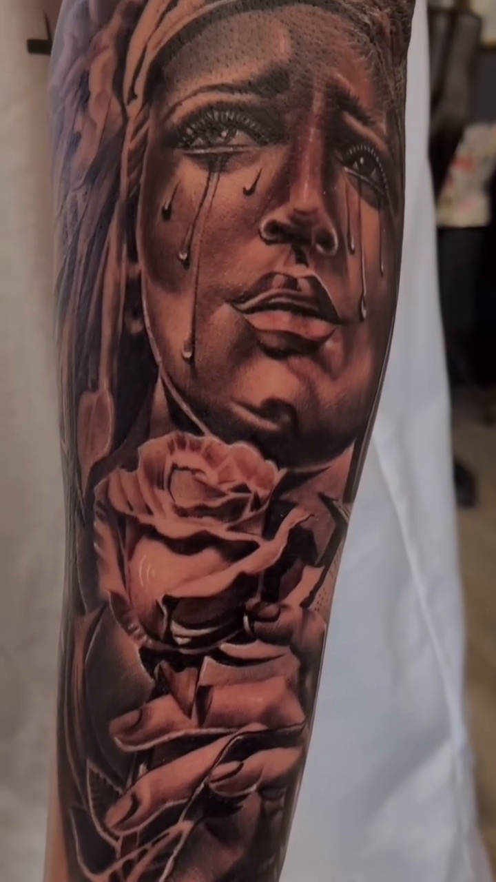 Tattoo by @stheve_blessed — realism, black_and_grey