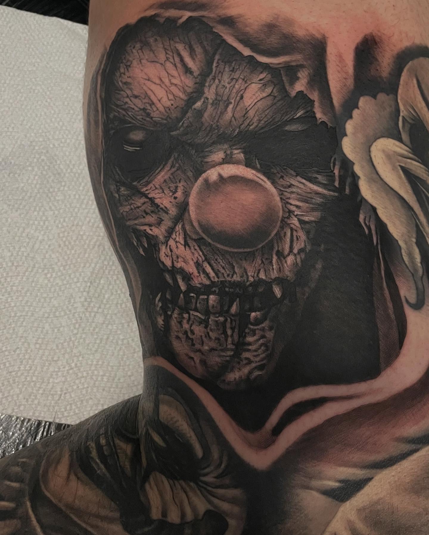 Tattoo by @payaso187 — black_and_grey, realism