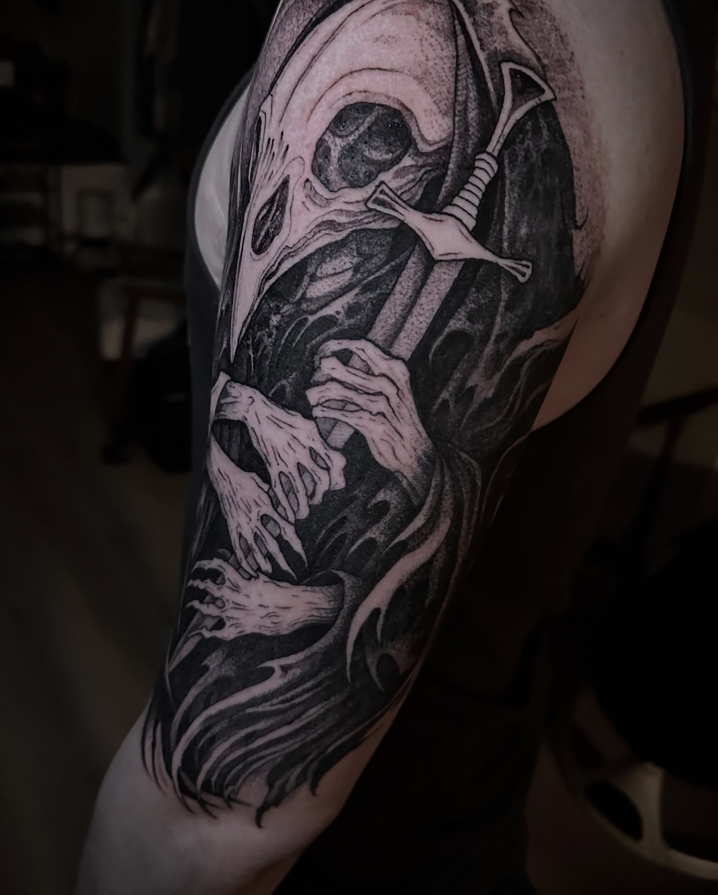 Tattoo by @pablomoreiratattoo — black_and_grey, realism