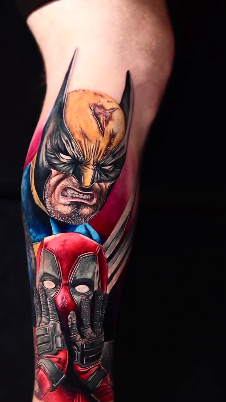 Wolverine and Deadpool realism tattoo by Binn Binn - Houston Tattoo Artist