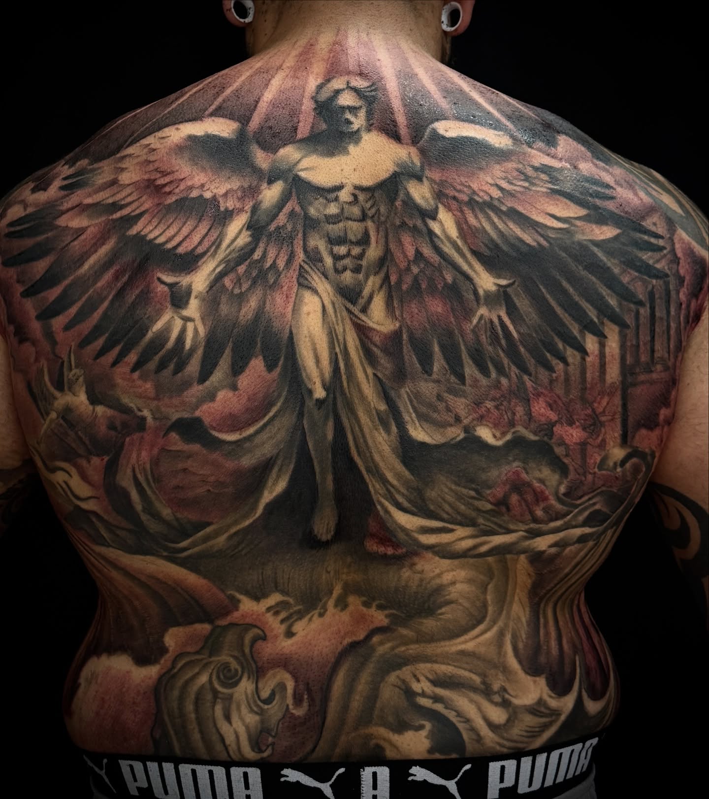 Angelic figure realism tattoo on the back by Paul Jack II ⚜️ Tattoo Artist ⚜️Atlanta