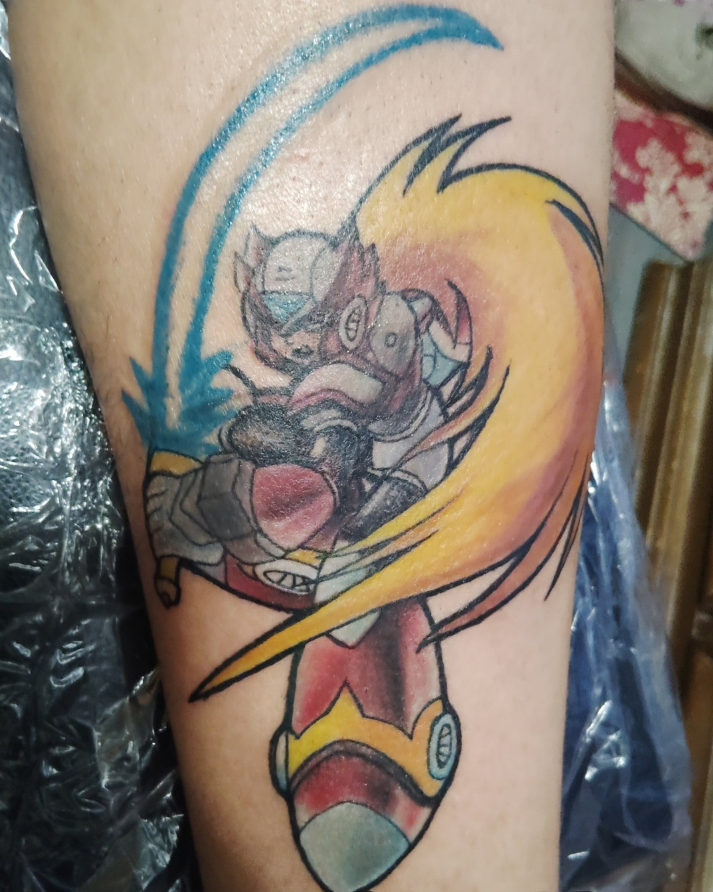 Anime character anime tattoo on the forearm by Gabriel Lawton