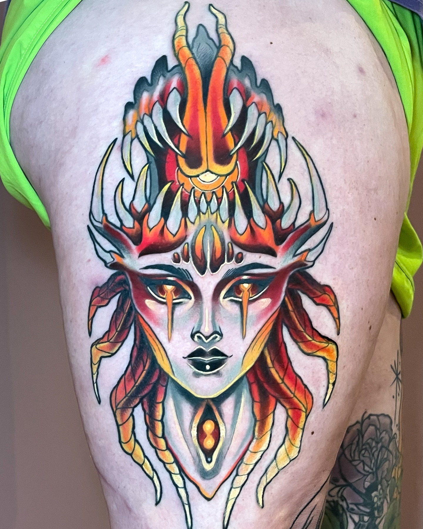 Tattoo by @corracarmine — geometric, illustrative