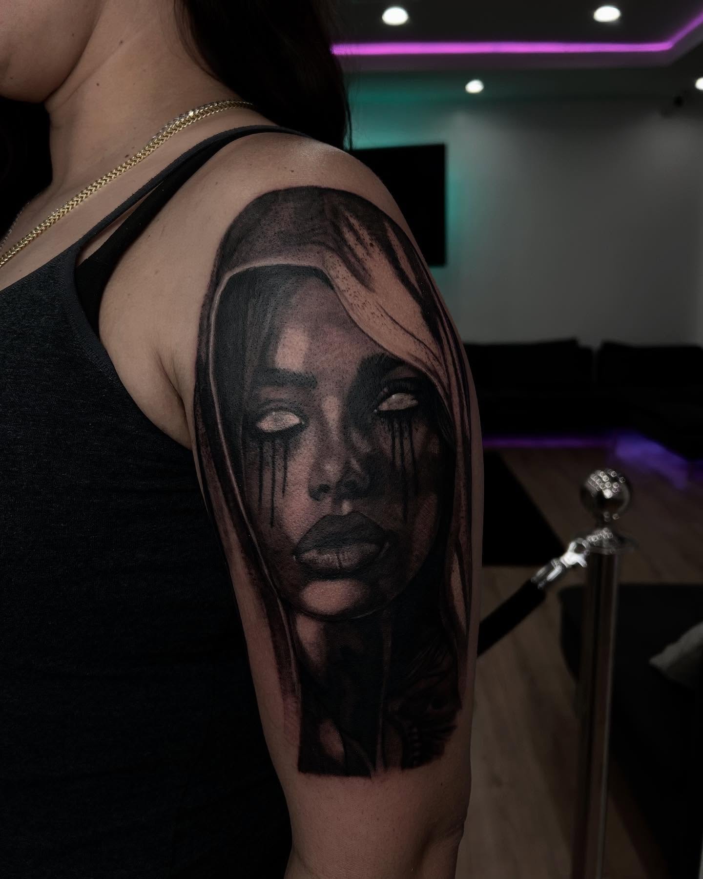 Tattoo by @justjellytattoos — realism, dark_realism