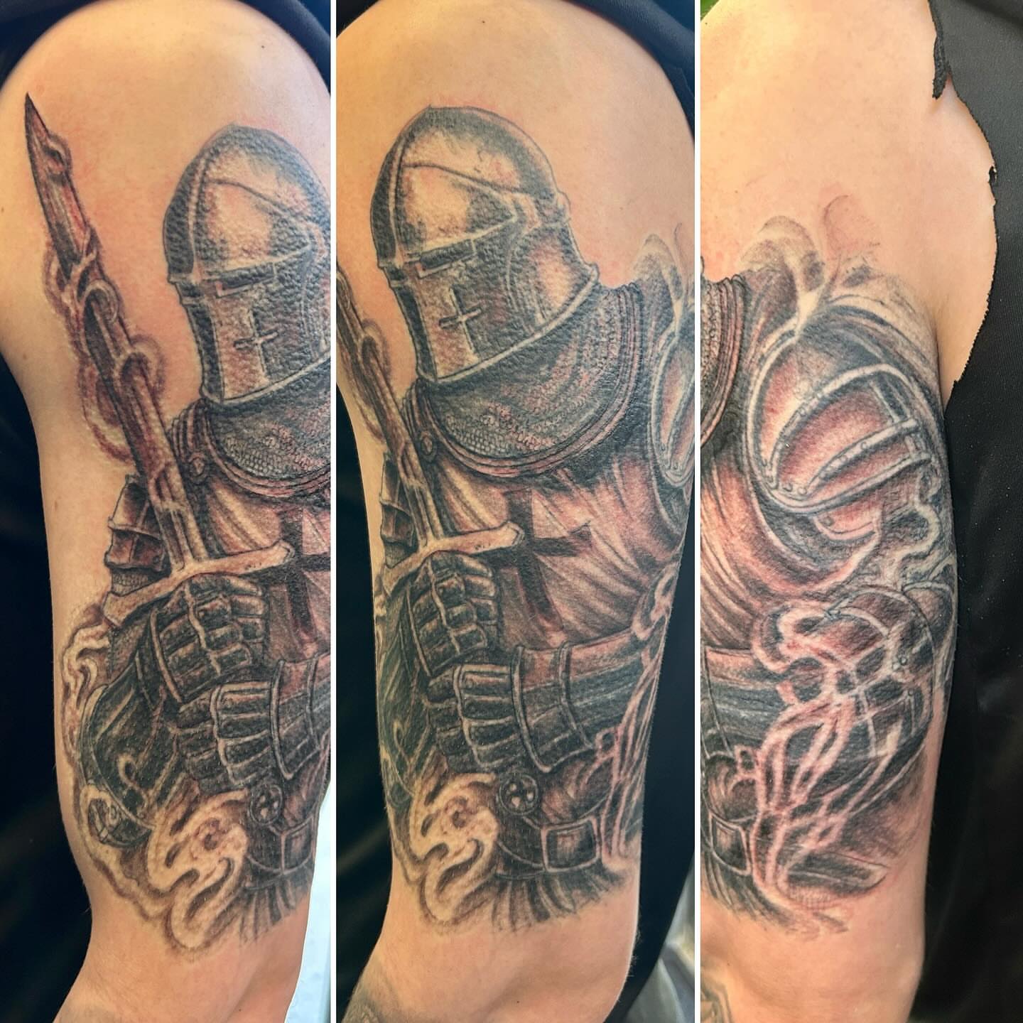 Knight realism tattoo on the forearm by B Hendrix, Cuyahoga Falls, Ohio